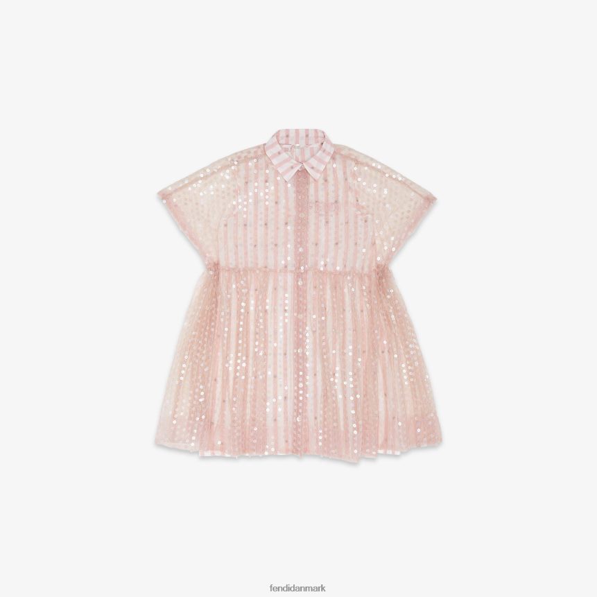bred kjole med pailletter og poplin børn Fendi beklædning lyserød A44V2D2890