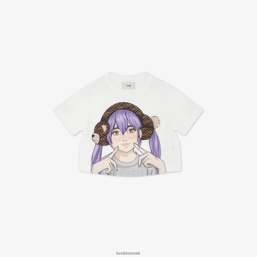 jersey cropped t-shirt med multiprint børn Fendi beklædning hvid A44V2D2875
