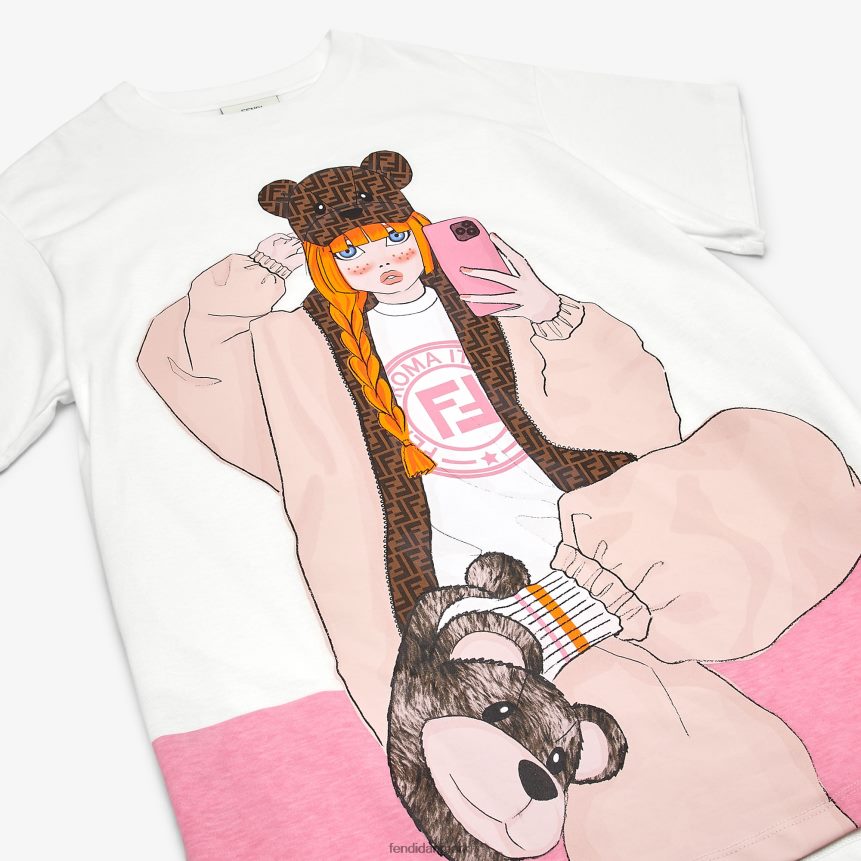 jersey maxi t-shirt med multiprint børn Fendi beklædning hvid A44V2D2907