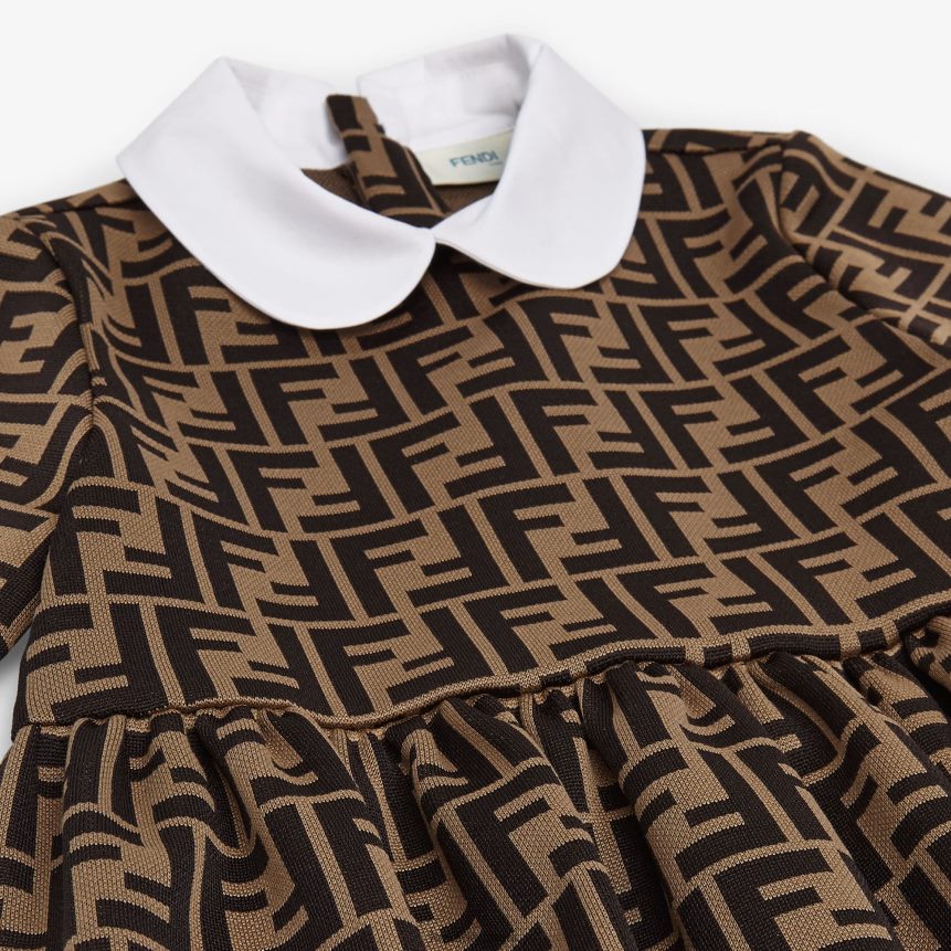 junior stofkjole med all-over logo børn Fendi beklædning hvid A44V2D2955