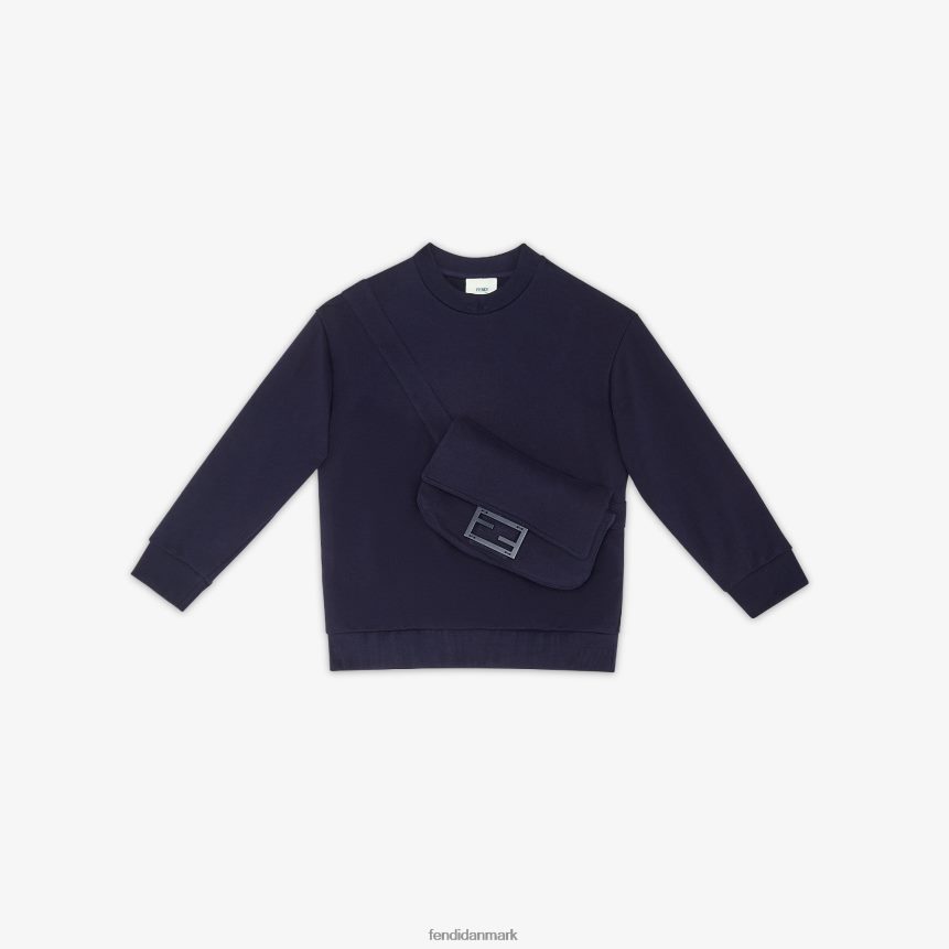 marineblå sweatshirt med stor baguette børn Fendi beklædning blå A44V2D2888