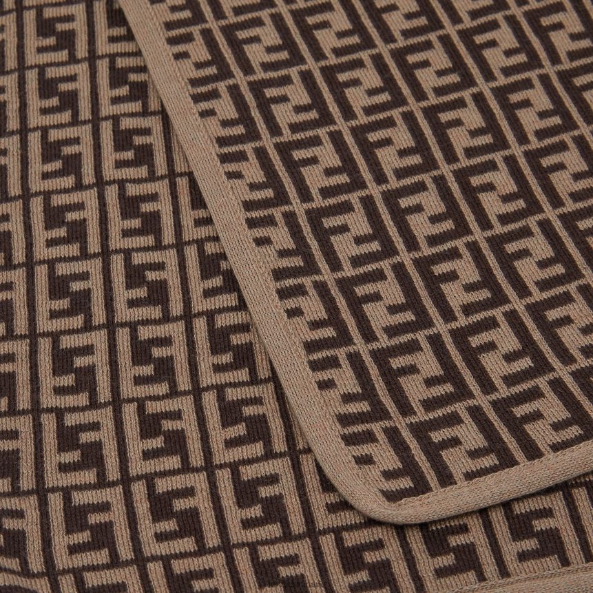 bomuld og kashmir strikket tæppe med ff logo børn Fendi tilbehør mode A44V2D2789