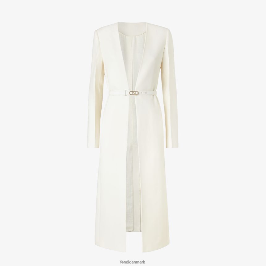 uld- og silkefrakke Kvinder Fendi beklædning hvid A44V2D1258