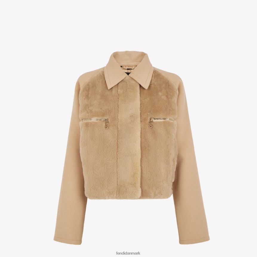 uld- og minkjakke Kvinder Fendi beklædning beige A44V2D1247