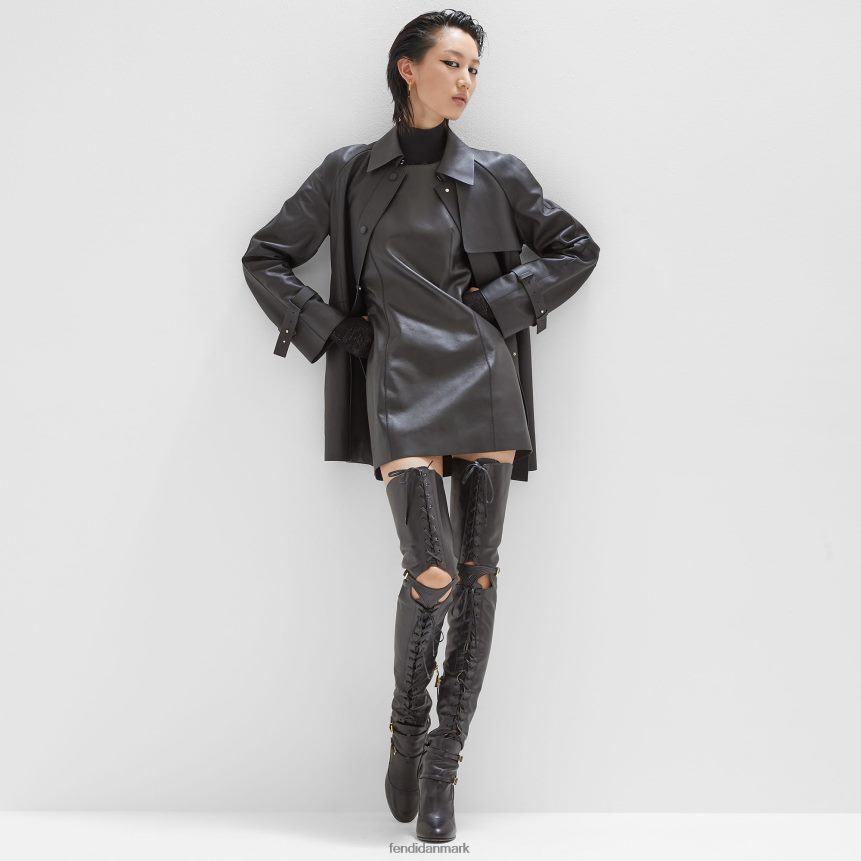 vokset læderjakke Kvinder Fendi beklædning sort A44V2D1208