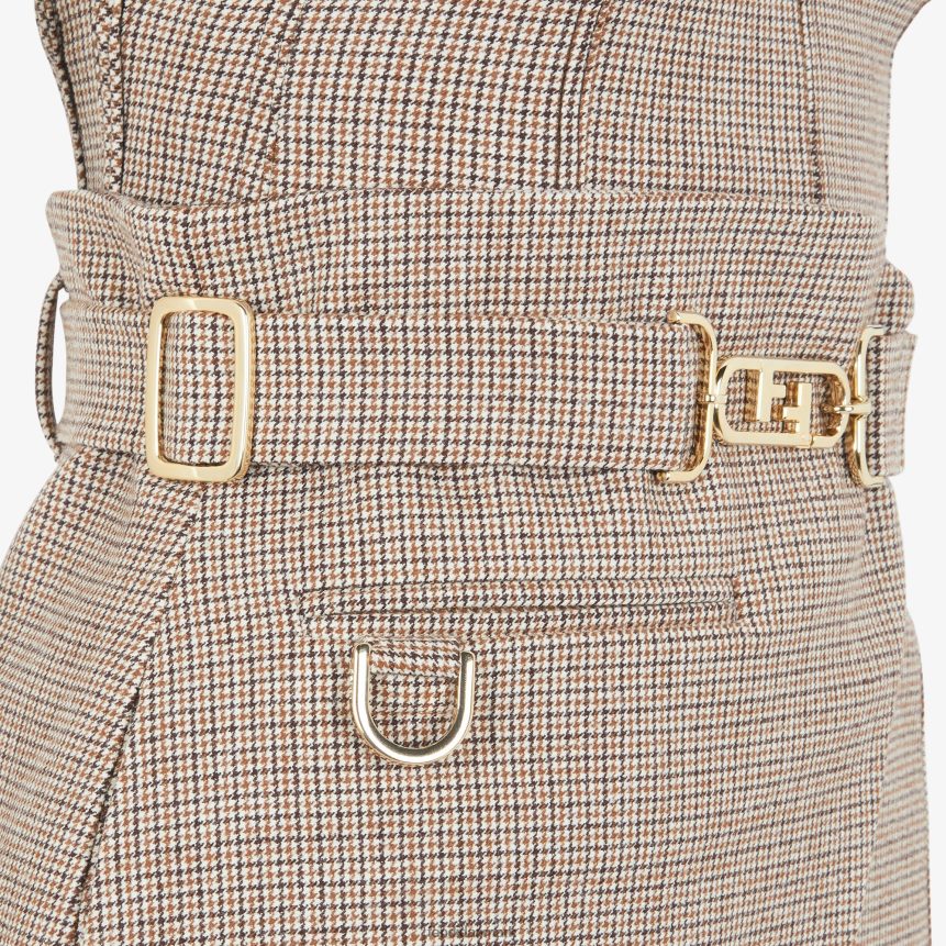 houndstooth uldkjole Kvinder Fendi beklædning beige A44V2D1223