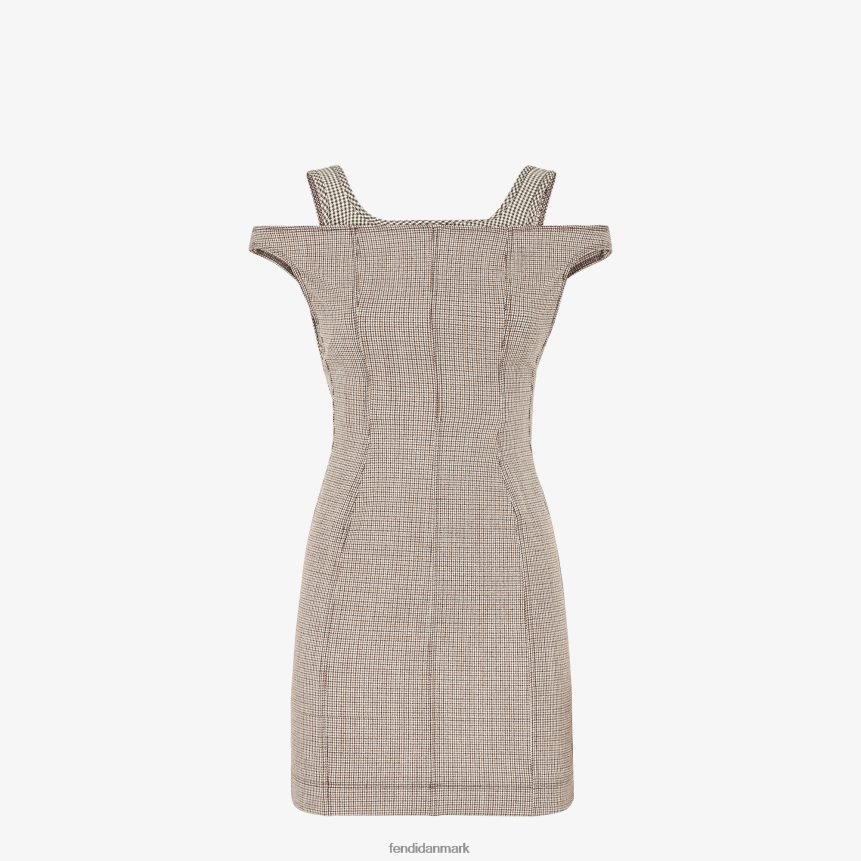 houndstooth uldkjole Kvinder Fendi beklædning beige A44V2D1223