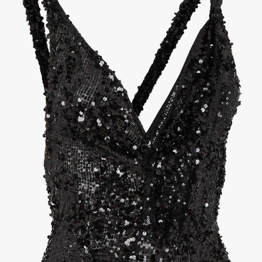 kjole med pailletter og chiffon Kvinder Fendi beklædning sort A44V2D1184