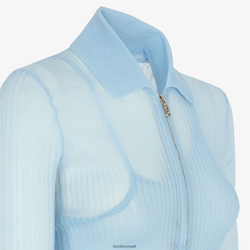 silke strik kjole Kvinder Fendi beklædning lyseblå A44V2D944