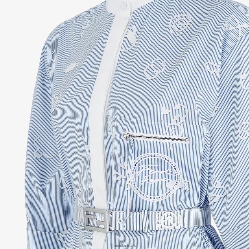 skjortekjole i bomuld Kvinder Fendi beklædning blå A44V2D1044