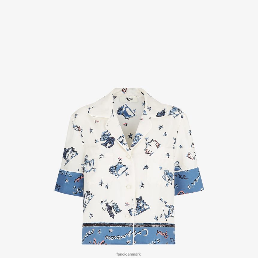 silke skjorte Kvinder Fendi beklædning blå A44V2D982