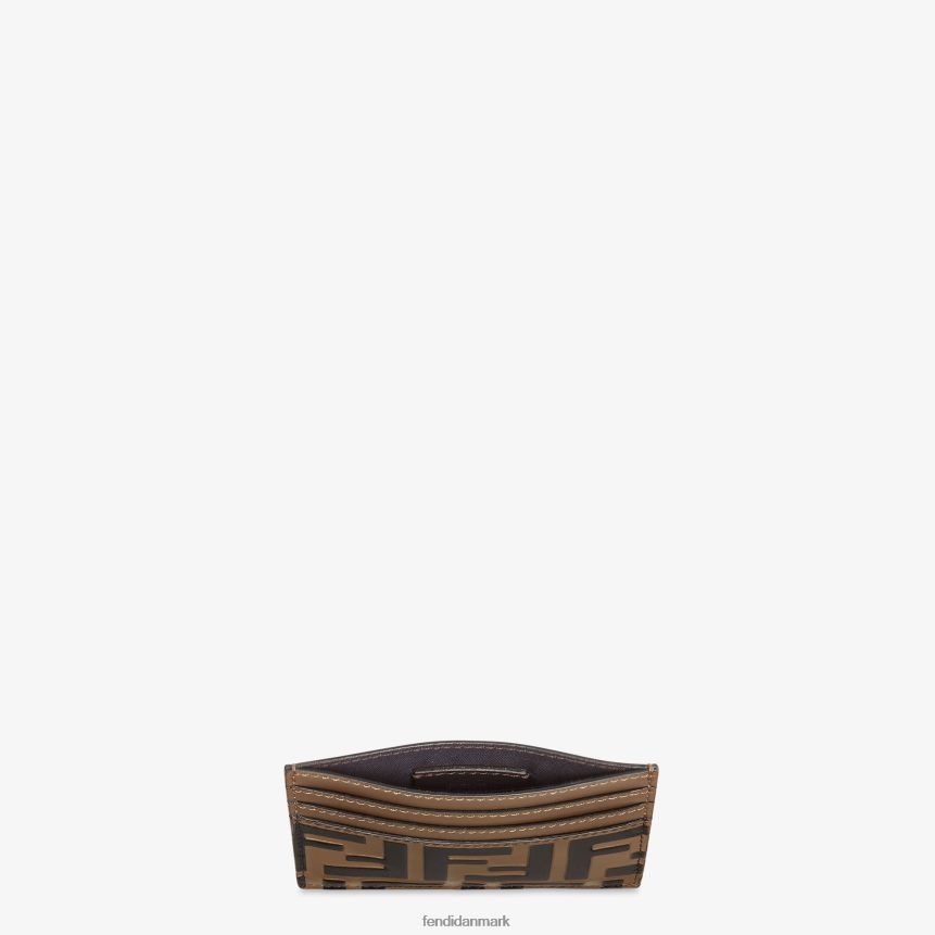 flad læder visitkortholder Kvinder Fendi tilbehør Brun A44V2D1478