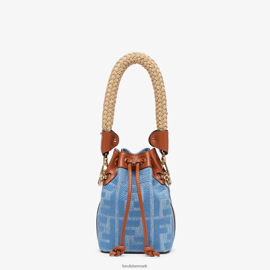 denim minitaske med ff broderi Kvinder Fendi tilbehør lyseblå A44V2D625