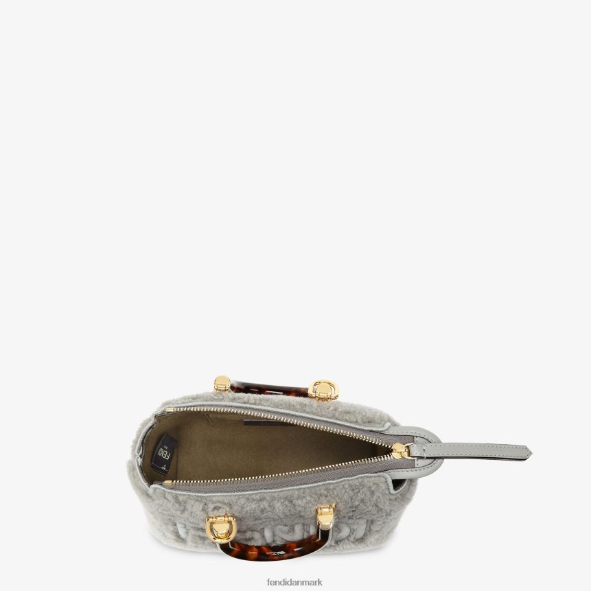 fåreskind lille boston taske Kvinder Fendi tilbehør grå A44V2D837