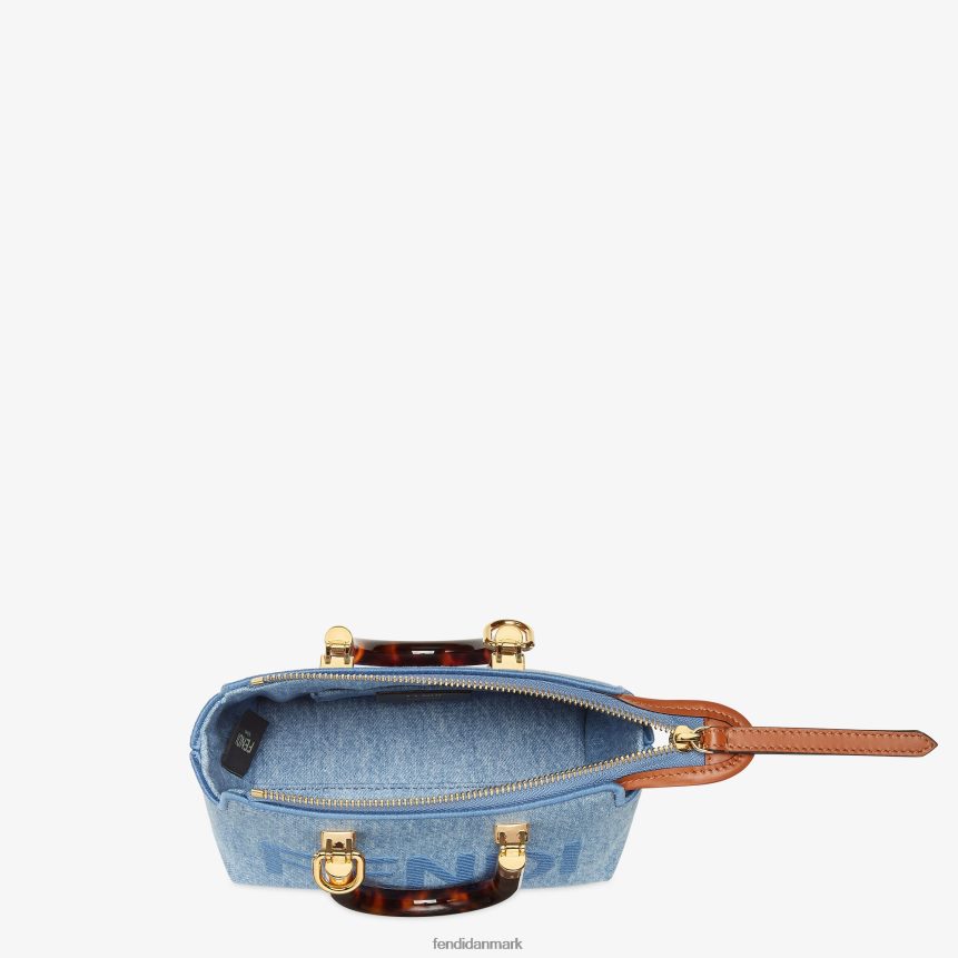 lille boston taske i denim Kvinder Fendi tilbehør lyseblå A44V2D638