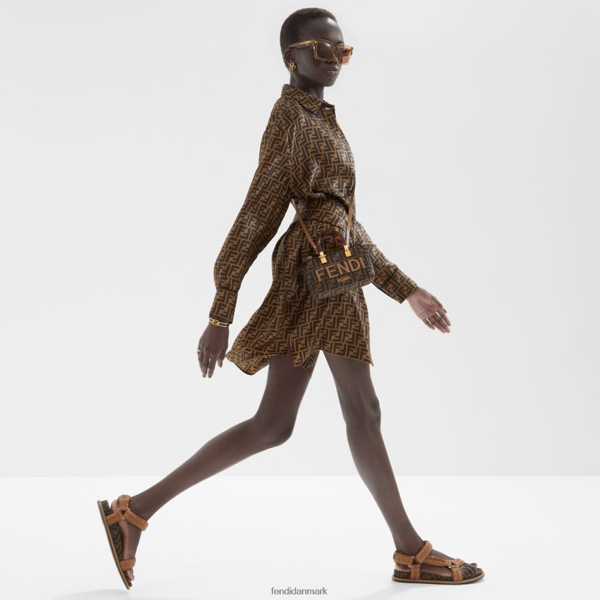 lille ff stof boston taske Kvinder Fendi tilbehør Brun A44V2D654