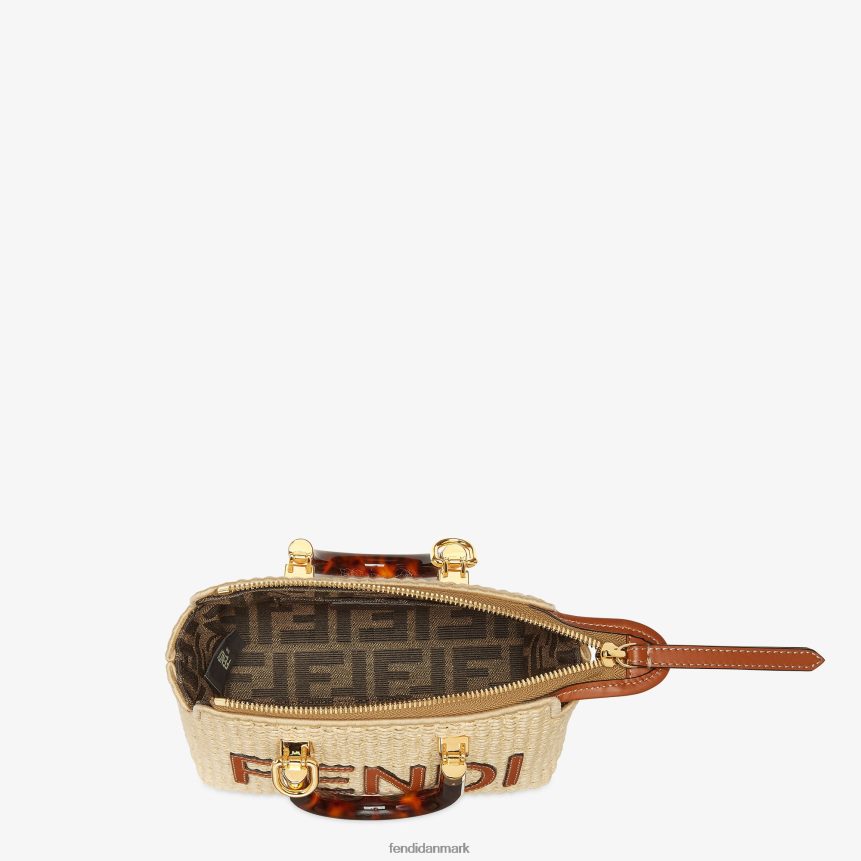 naturlig halm lille boston taske Kvinder Fendi tilbehør beige A44V2D602