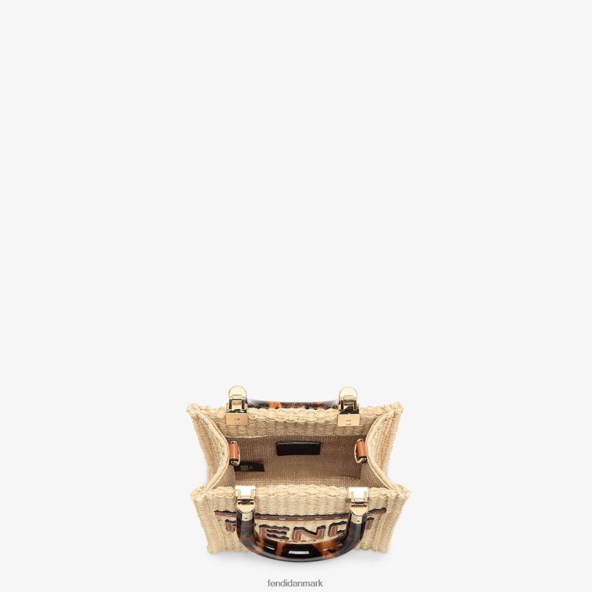 naturlig mini-taske i halm Kvinder Fendi tilbehør beige A44V2D641