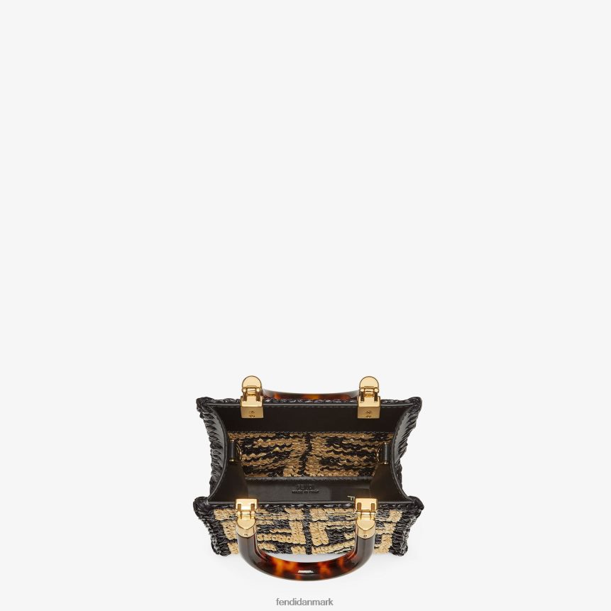 raffia minitaske med hæklet ff Kvinder Fendi tilbehør sort A44V2D898