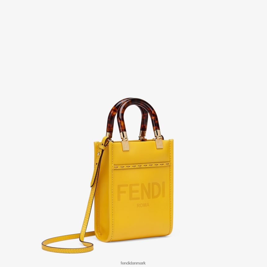 sunshine shopper mini-taske i læder Kvinder Fendi tilbehør gul A44V2D885