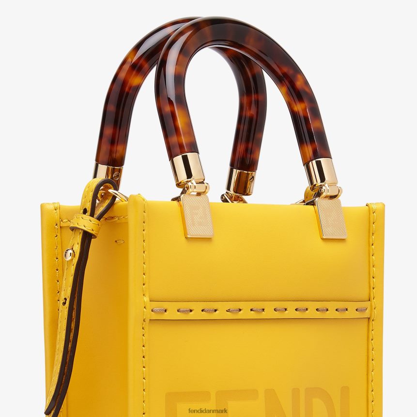 sunshine shopper mini-taske i læder Kvinder Fendi tilbehør gul A44V2D885