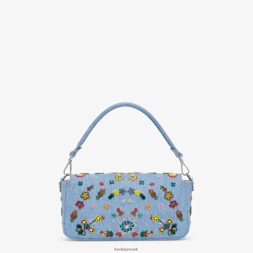 denim re-edition taske med blomsterbroderi Kvinder Fendi tilbehør lyseblå A44V2D635