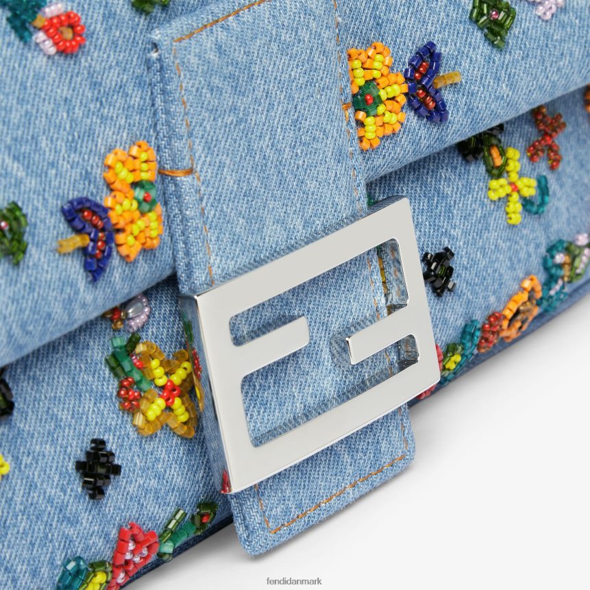 denim re-edition taske med blomsterbroderi Kvinder Fendi tilbehør lyseblå A44V2D635