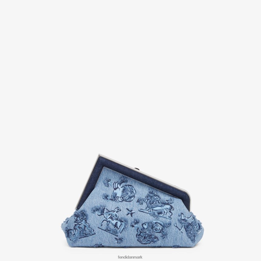 denimtaske med astrologibroderi Kvinder Fendi tilbehør lyseblå A44V2D634