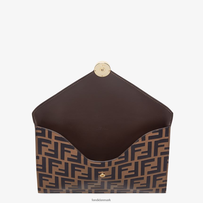 flad lædertaske Kvinder Fendi tilbehør Brun A44V2D1476