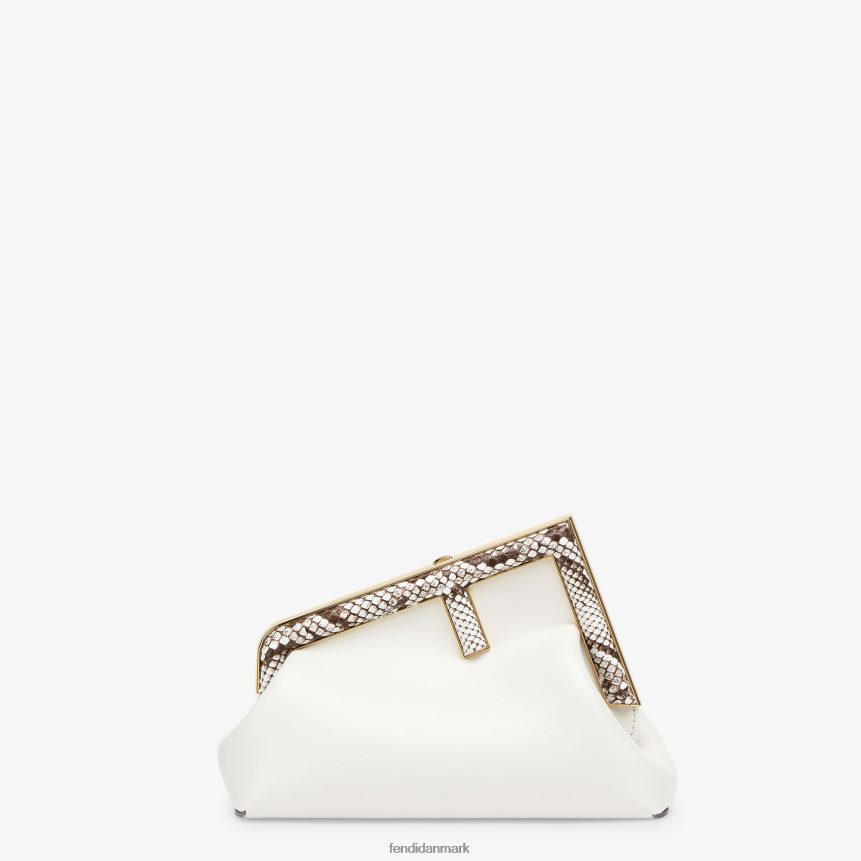 lædertaske med eksotiske detaljer Kvinder Fendi tilbehør hvid A44V2D778