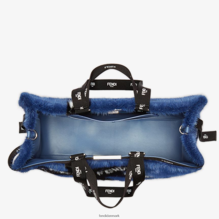 mink shopper med båndindlæg Kvinder Fendi tilbehør blå A44V2D774