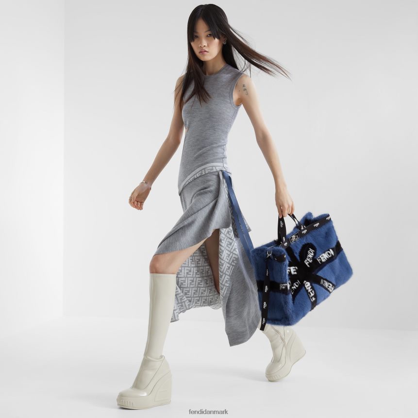 mink shopper med båndindlæg Kvinder Fendi tilbehør blå A44V2D774