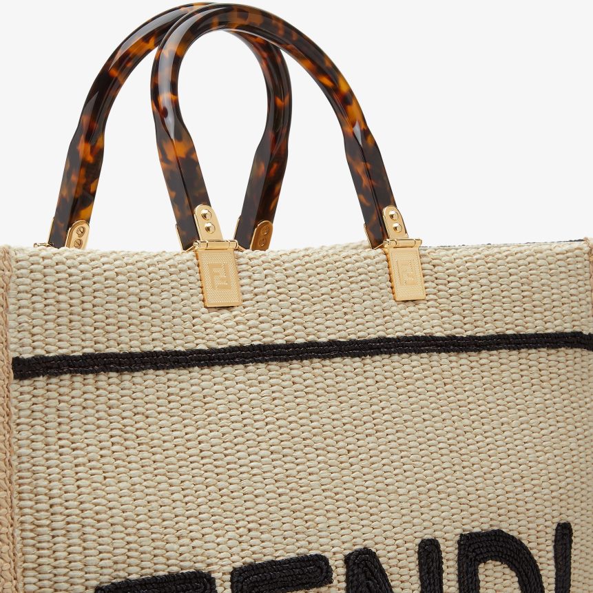 naturlig halm shopper Kvinder Fendi tilbehør sort A44V2D896