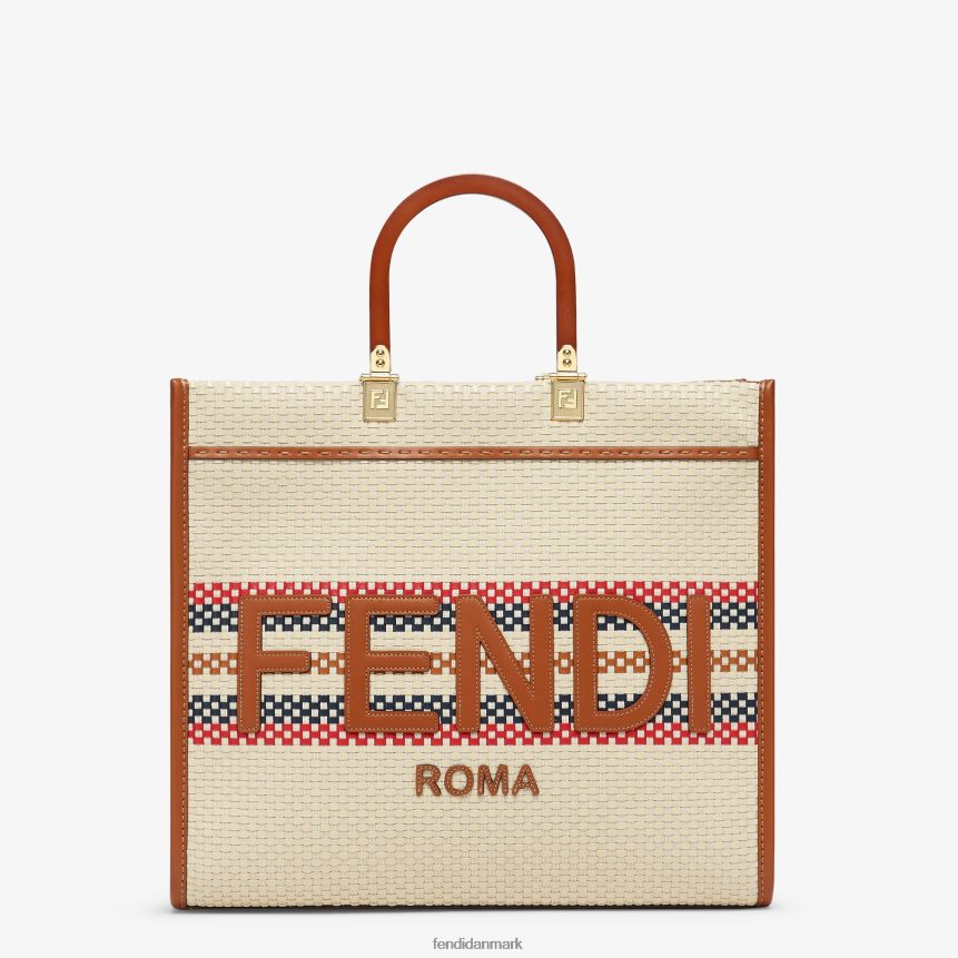 shoppertaske i flettet effekt og multistribet stof Kvinder Fendi tilbehør flerfarvet A44V2D621