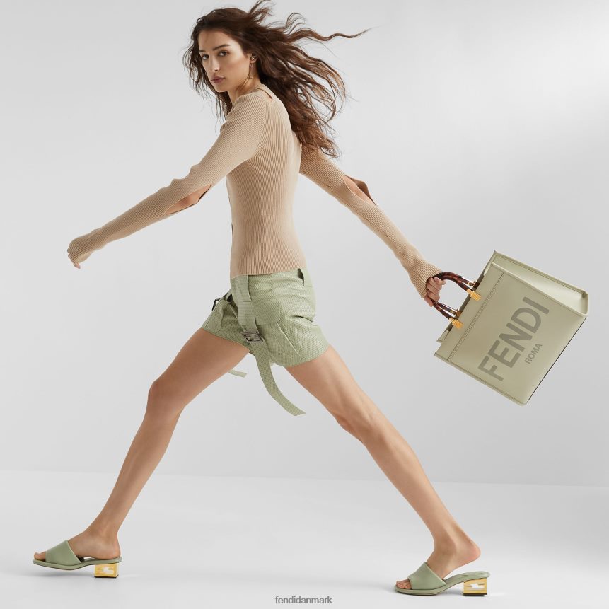 sunshine medium læder shopper Kvinder Fendi tilbehør grøn A44V2D724