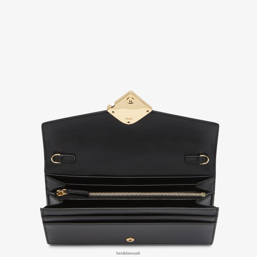 ff diamanter kontinental med kæde læder pung Kvinder Fendi tilbehør sort A44V2D1464