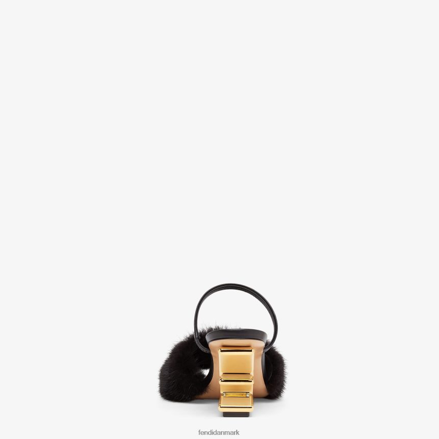 mink mellemhæl sandaler Kvinder Fendi fodtøj sort A44V2D1377