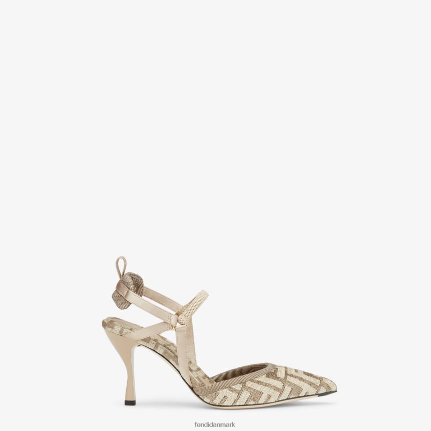 højhælede ff chenille slingbacks Kvinder Fendi fodtøj beige A44V2D1386