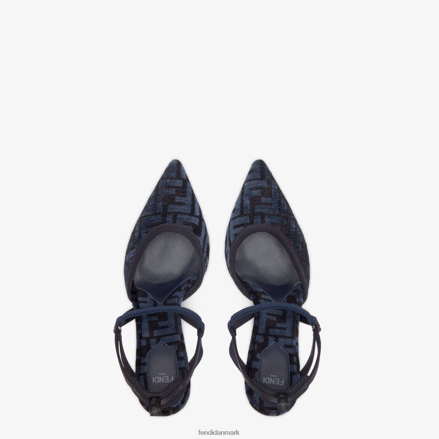 højhælede ff chenille slingbacks Kvinder Fendi fodtøj blå A44V2D1348