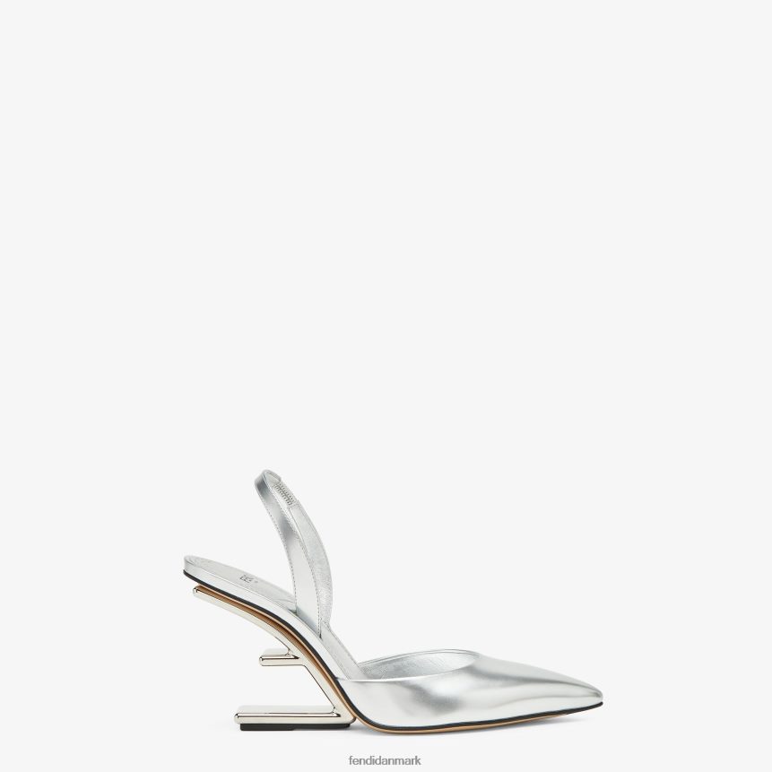 højhælede slingbacks i læder Kvinder Fendi fodtøj sølv A44V2D1354