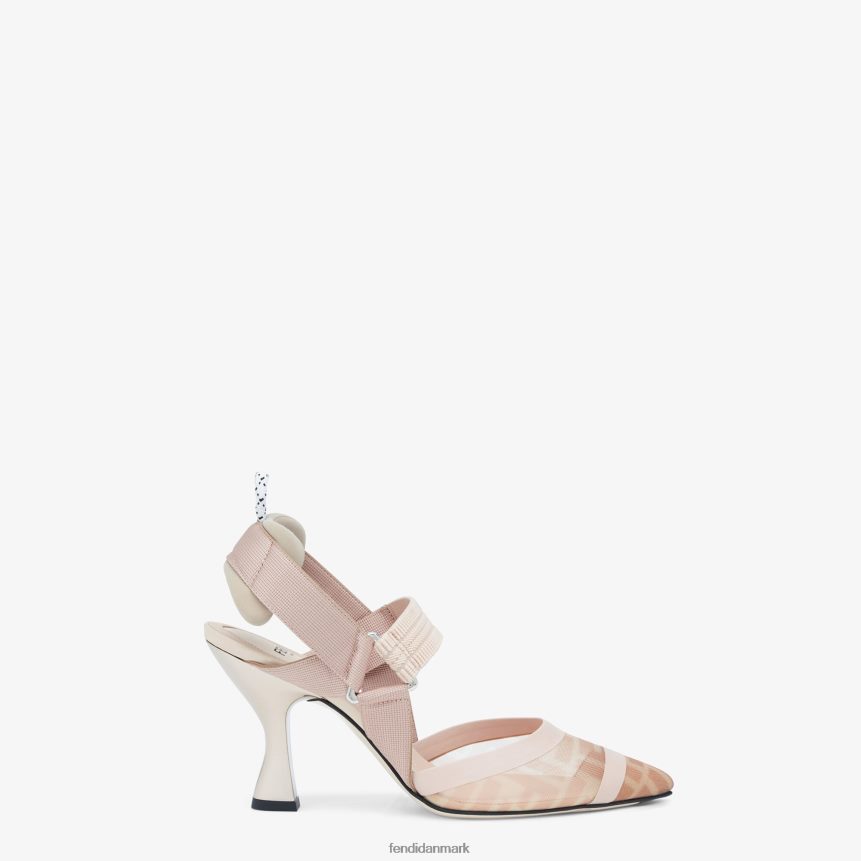 nøgen læder og mesh slingbacks med høj hæl Kvinder Fendi fodtøj lyserød A44V2D1343