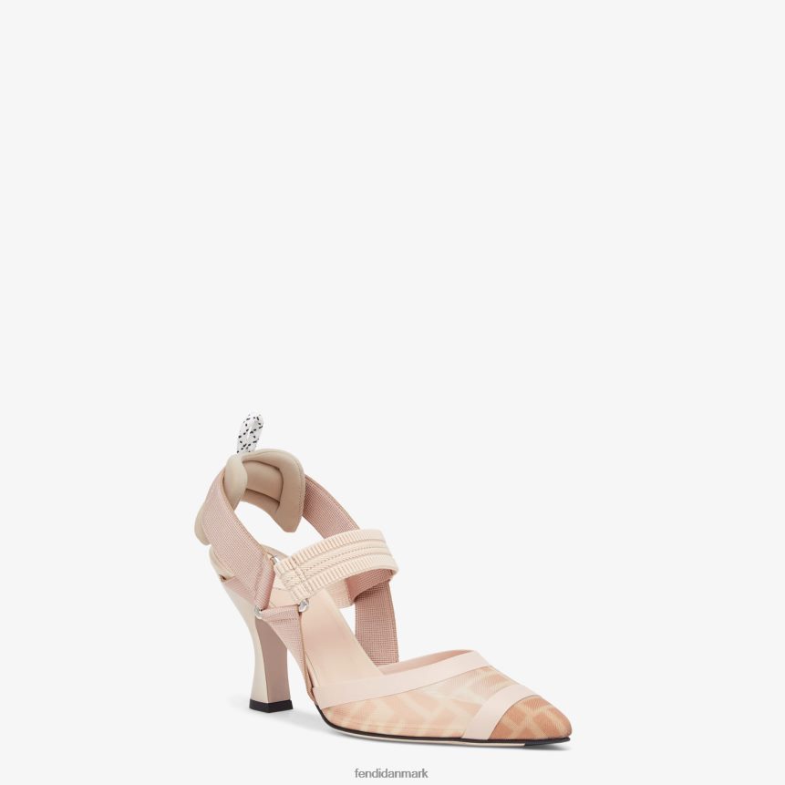 nøgen læder og mesh slingbacks med høj hæl Kvinder Fendi fodtøj lyserød A44V2D1343