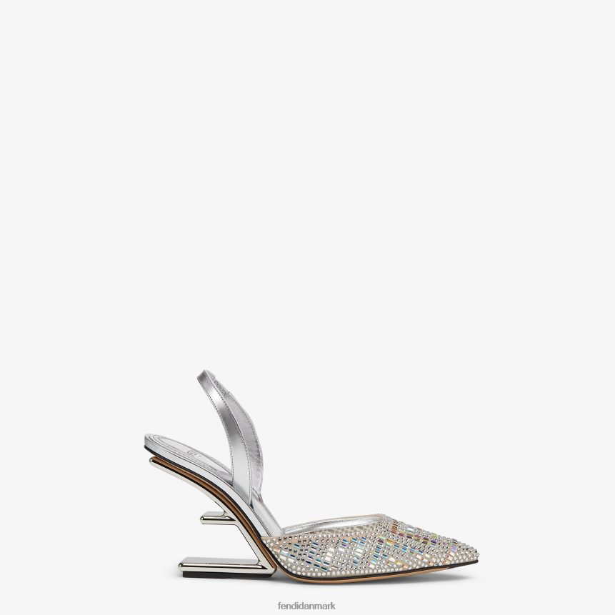rhinestone højhælede slingbacks Kvinder Fendi fodtøj sølv A44V2D1317