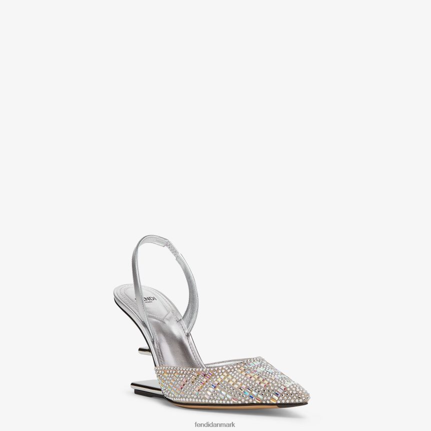 rhinestone højhælede slingbacks Kvinder Fendi fodtøj sølv A44V2D1317