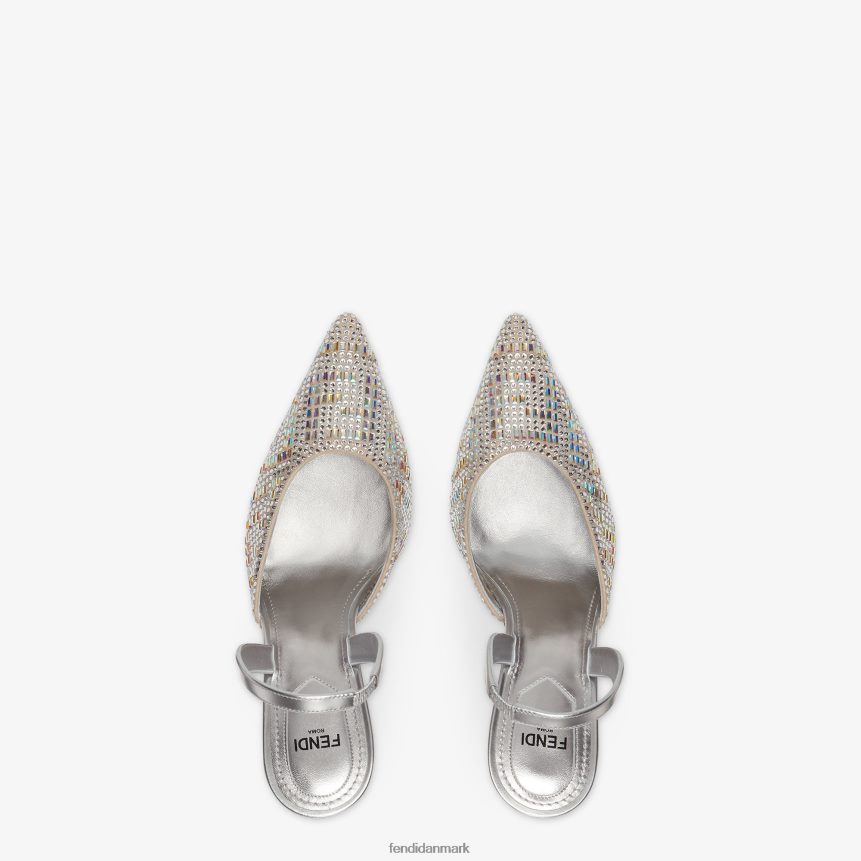 rhinestone højhælede slingbacks Kvinder Fendi fodtøj sølv A44V2D1317