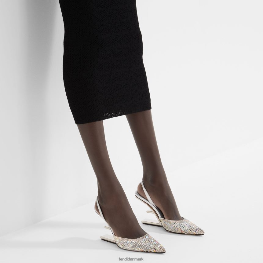 rhinestone højhælede slingbacks Kvinder Fendi fodtøj sølv A44V2D1317