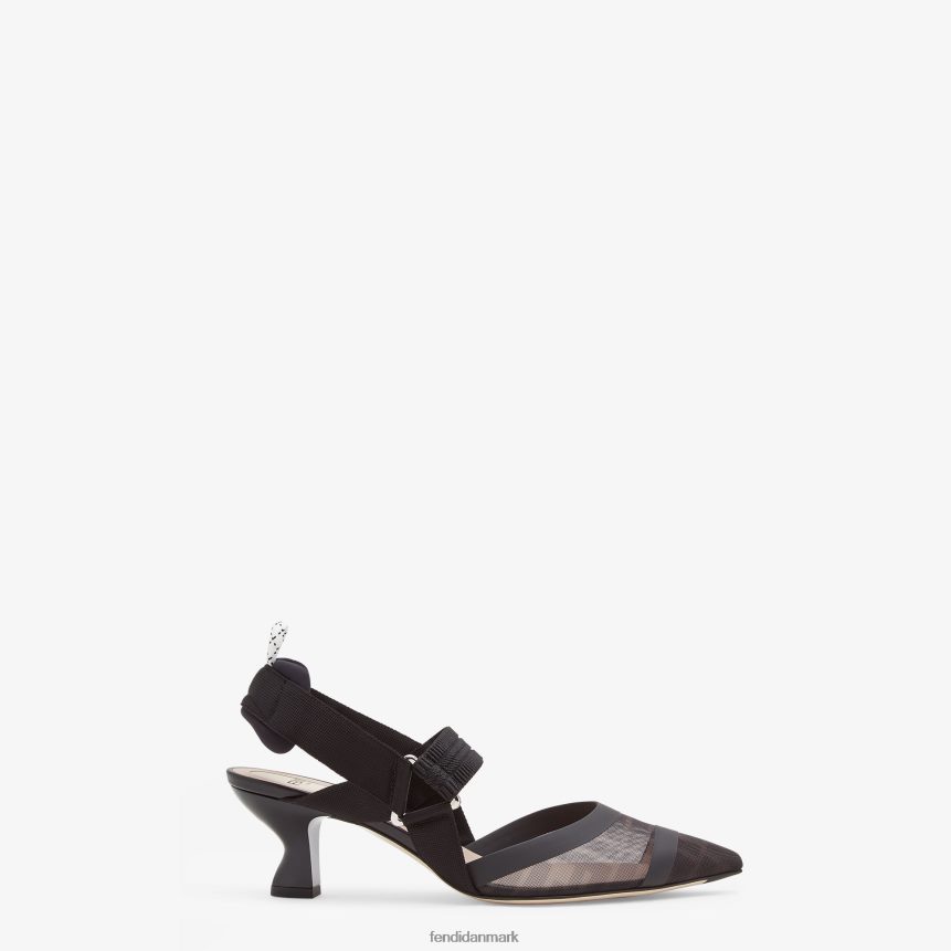 slingbacks i læder og mesh med medium hæl Kvinder Fendi fodtøj sort A44V2D1405