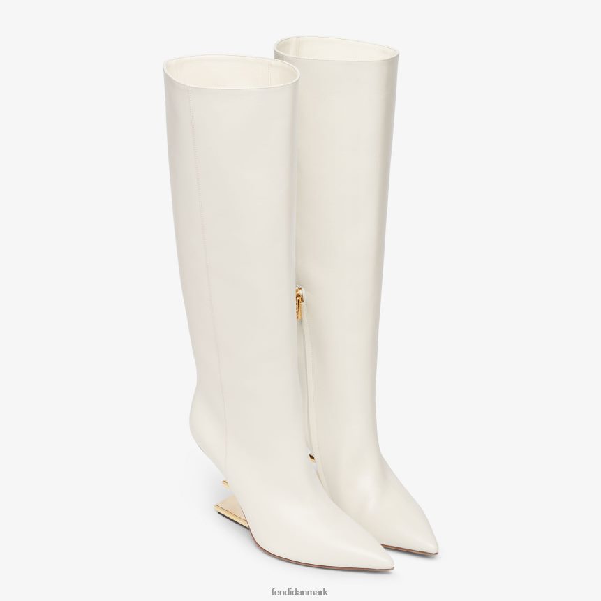 højhælede læderstøvler Kvinder Fendi fodtøj hvid A44V2D1355