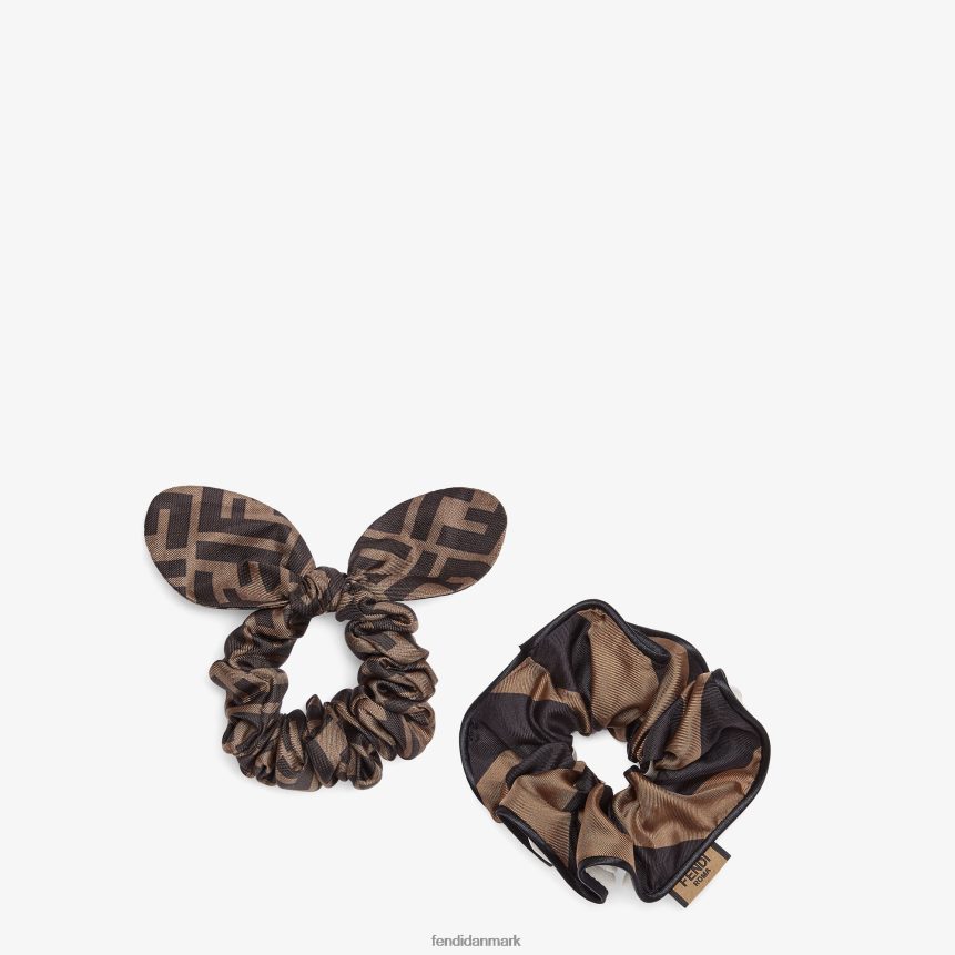 sæt med to elastiske silkehårbånd Kvinder Fendi tilbehør Brun A44V2D243