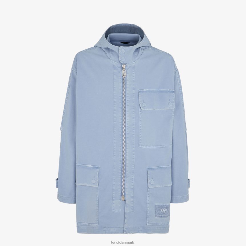gabardine parka Mænd Fendi beklædning lyseblå A44V2D1911